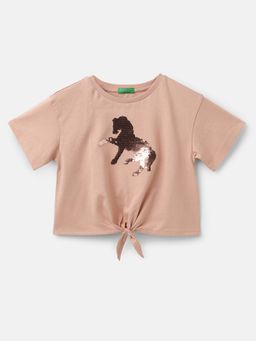 United Colors of Benetton - Regular Fit Round Neck Sequined Top