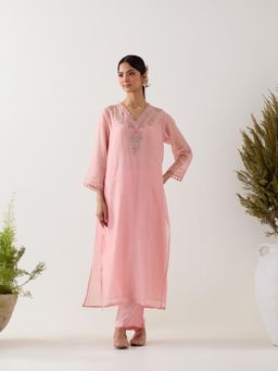 Tatwa Designs - Blush Pink Songbird Kurta with Pant (Set of 2)