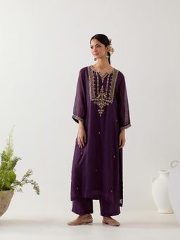 Tatwa Designs - Purple Stardust Kurta with Palazzo (Set of 2)