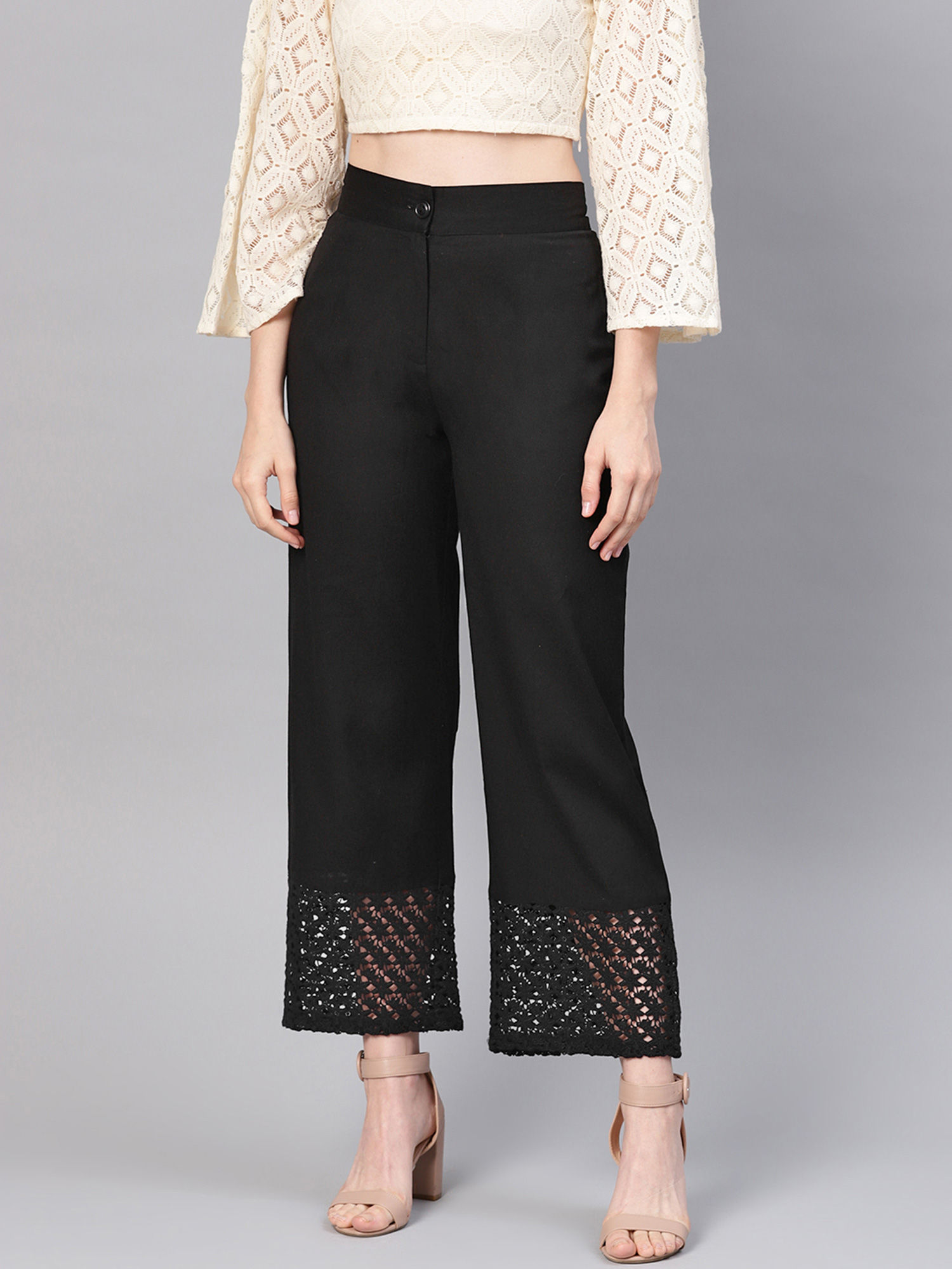 juniper Black Cotton Flex Embellished Hakoba Pant-picture-36