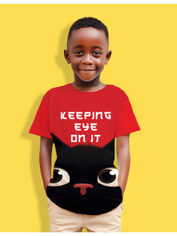 Nusyl - Boys Red Keeping Eye On It Graphic Half Sleeves T-Shirt