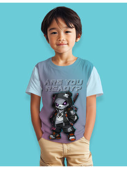 Nusyl - Boys Sky Blue Are You Ready Graphic Half Sleeves T-Shirt