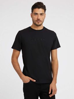 Guess - Men Black Solid Round Neck Short Sleeves T-Shirt