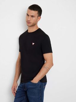 Guess - Men Black Solid Round Neck Short Sleeves T-Shirt