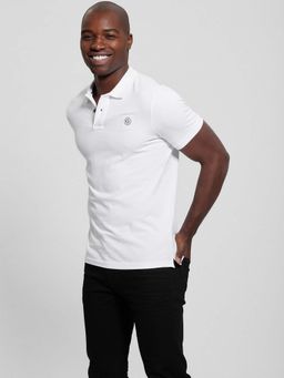 Guess - Men White Solid Collar Neck Short Sleeves Polo T-Shirt