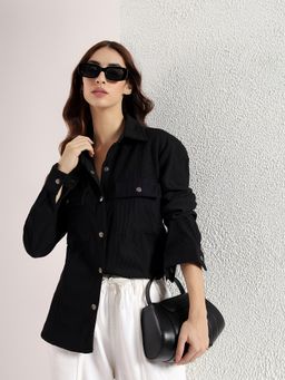 Kibo - Women Black Full Sleeves Shacket