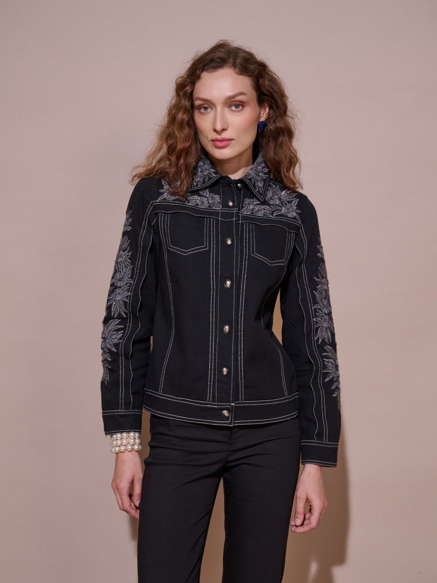style island Women Lucy Embroidered Black Jacket-picture-11