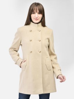 CRIMSOUNE CLUB - Women Beige Mandarin Collar Overcoat