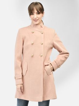CRIMSOUNE CLUB - Women Pink Mandarin Collar Overcoat
