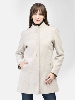 CRIMSOUNE CLUB - Women Grey Mandarin Collar Overcoat