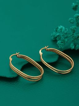 Carlton London - Gold Plated Oval Shaped Hoop Earring FJE3998