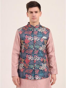 JB Studio - Men Multicolor Terry Rayon Printed Bandhgala Nehru Jacket