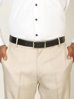 Teakwood - Men Solid Black & Brown Dual-Sided Leather Finish Belt