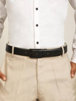 Teakwood - Men Textured Black & Brown Crosshatch Finish Belt