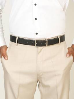Teakwood - Men Textured Black & Brown Crosshatch Finish Belt
