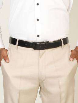 Teakwood - Men Solid Black & Brown Fine Leather Finish Belt
