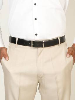 Teakwood - Men Solid Black & Brown Fine Leather Finish Belt