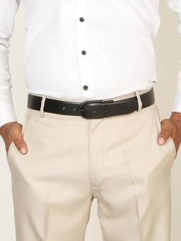 Teakwood - Men Solid Black & Brown Natural Grain Finish Belt