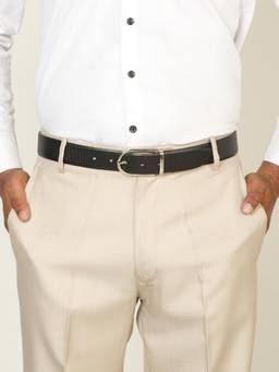 Teakwood - Men Textured Black & Brown Crosshatch Finish Belt
