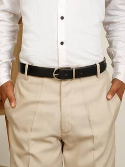 Teakwood - Men Solid Black & Brown Fine Leather Finish Belt