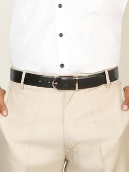 Teakwood - Men Textured Black & Brown Pebble Grain Finish Belt