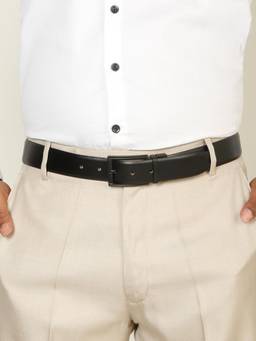 Teakwood - Men Solid Black & Brown Natural Grain Finish Belt