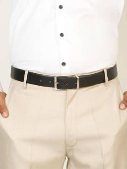 Teakwood - Men Solid Black & Brown Natural Grain Finish Belt