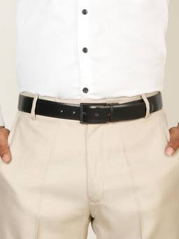 Teakwood - Men Solid Black & Brown Fine Leather Finish Belt