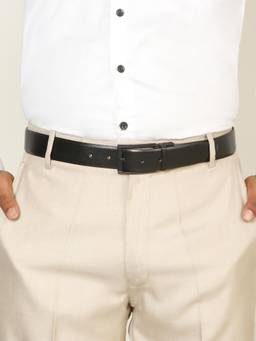 Teakwood - Men Textured Black & Brown Pebble Grain Finish Belt
