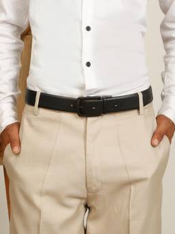 Teakwood - Men Textured Black & Brown Crosshatch Finish Belt
