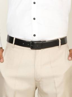 Teakwood - Men Solid Black & Brown Fine Leather Finish Belt