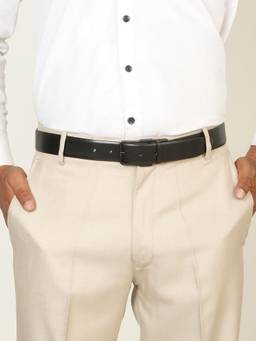 Teakwood - Men Solid Black & Brown Natural Grain Finish Belt