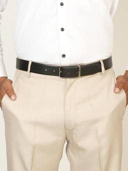 Teakwood - Men Solid Black & Brown Natural Grain Finish Belt
