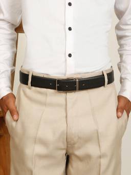 Teakwood - Men Textured Black & Brown Crosshatch Finish Belt