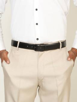 Teakwood - Men Solid Black & Brown Fine Leather Finish Belt