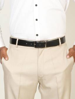 Teakwood - Men Solid Black & Brown Fine Leather Finish Belt