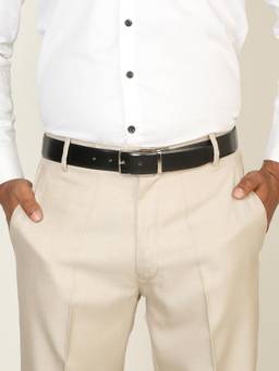 Teakwood - Men Solid Black & Brown Fine Leather Finish Belt