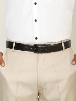 Teakwood - Men Solid Black & Brown Natural Grain Finish Belt
