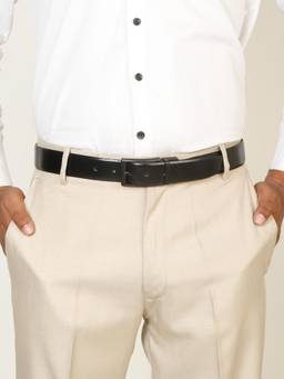 Teakwood - Men Textured Black & Brown Fine Leather Finish Belt