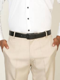 Teakwood - Men Solid Black & Brown Natural Grain Finish Belt