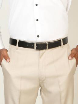 Teakwood - Men Solid Black & Brown Natural Grain Finish Belt