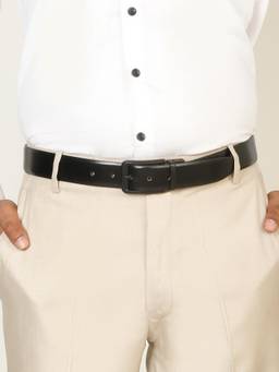 Teakwood - Men Solid Black & Brown Fine Leather Finish Belt