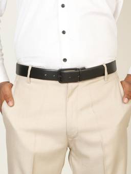 Teakwood - Men Solid Black & Brown Natural Grain Finish Belt
