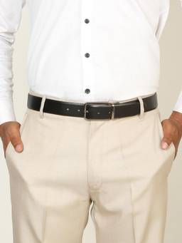 Teakwood - Men Solid Black & Brown Natural Grain Finish Belt