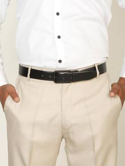 Teakwood - Men Solid Black & Brown Pebble Grain Finish Belt