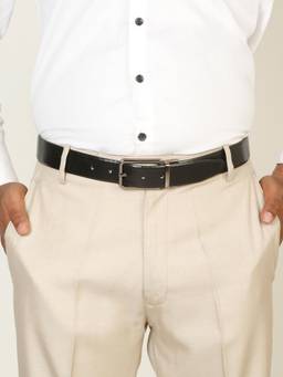 Teakwood - Men Solid Black & Brown Pebble Grain Finish Belt