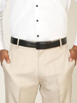 Teakwood - Men Solid Black & Brown Natural Grain Finish Belt