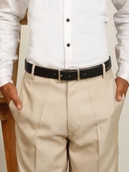 Teakwood - Men Textured Black & Brown Crosshatch Finish Belt