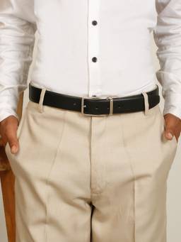 Teakwood - Men Solid Black & Brown Natural Grain Finish Belt