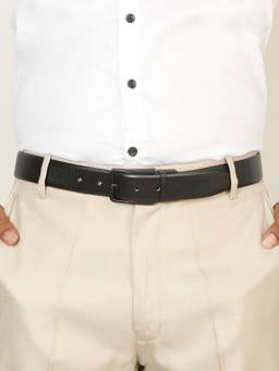 Teakwood - Men Textured Black & Brown Crosshatch Finish Belt